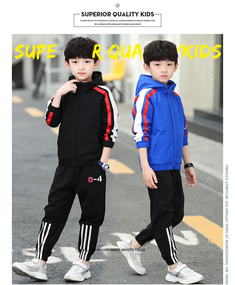 Children's Clothes New Cotton Boy Set 2 Sets of Primary School Students 4-14 Years Old Big Boy