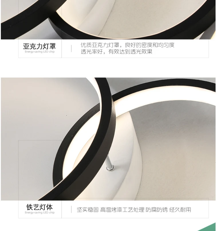 Modern led chandeliers round white black lights for bedroom Aluminum living room kitchen AC85-265V decorative chandelier lamp