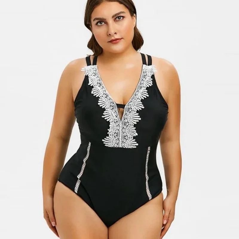 plus size black one piece bathing suit
