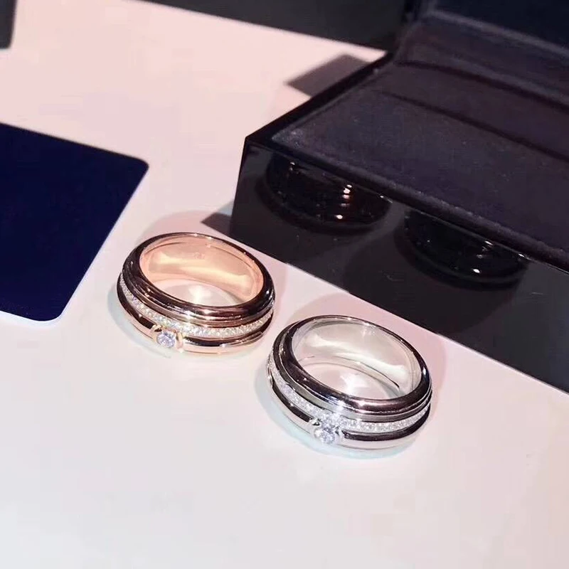 Спиннер Циркон S925 серебро вращающийся женские кольца, роскошные брендовые ювелирные изделия possession вращающийся женский влюбленный обручальное кольцо