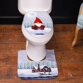 

Toilet Lid Cover Bathroom Accessories Christmas Non-Slip Flannel Durable