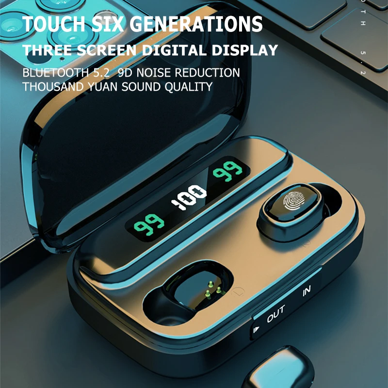 TWS-209 Bluetooth 5.2 Wireless Earphones Headphone Touch Control Earphones Stereo Sport Headset LED Display Gaming Auriculare