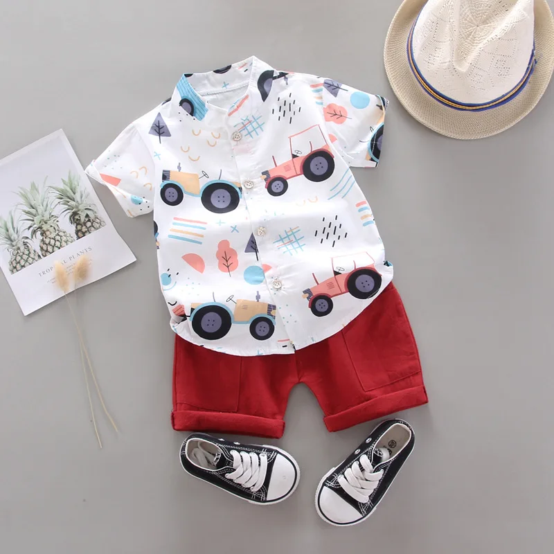 

Summer Boys Short Sleeve Clothes Fashion Cartoon Shirt Shorts 2 Pieces Boy's Clothing Sets
