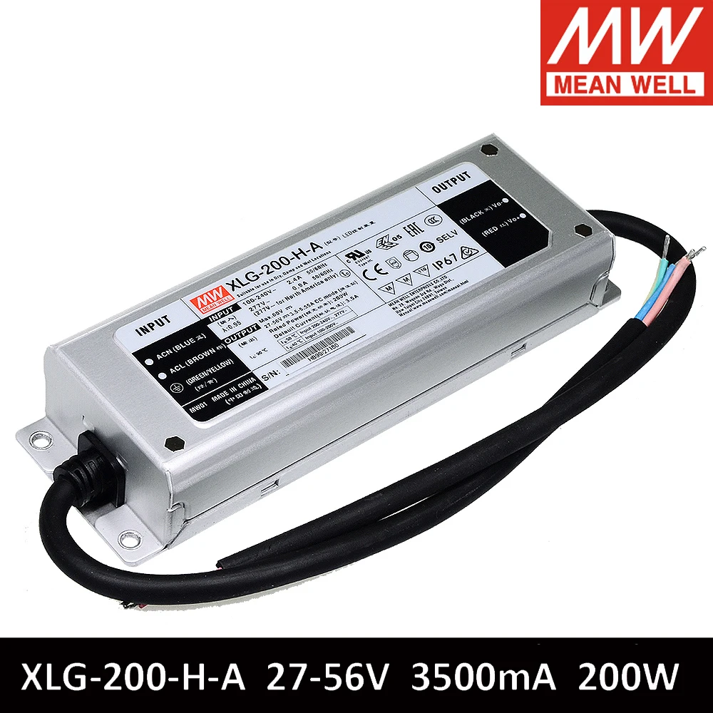 Тайваньская компания MEAN WELL Xlg 200 Series 200W источник постоянного питания 12V 24V 700mA 3500mA 3