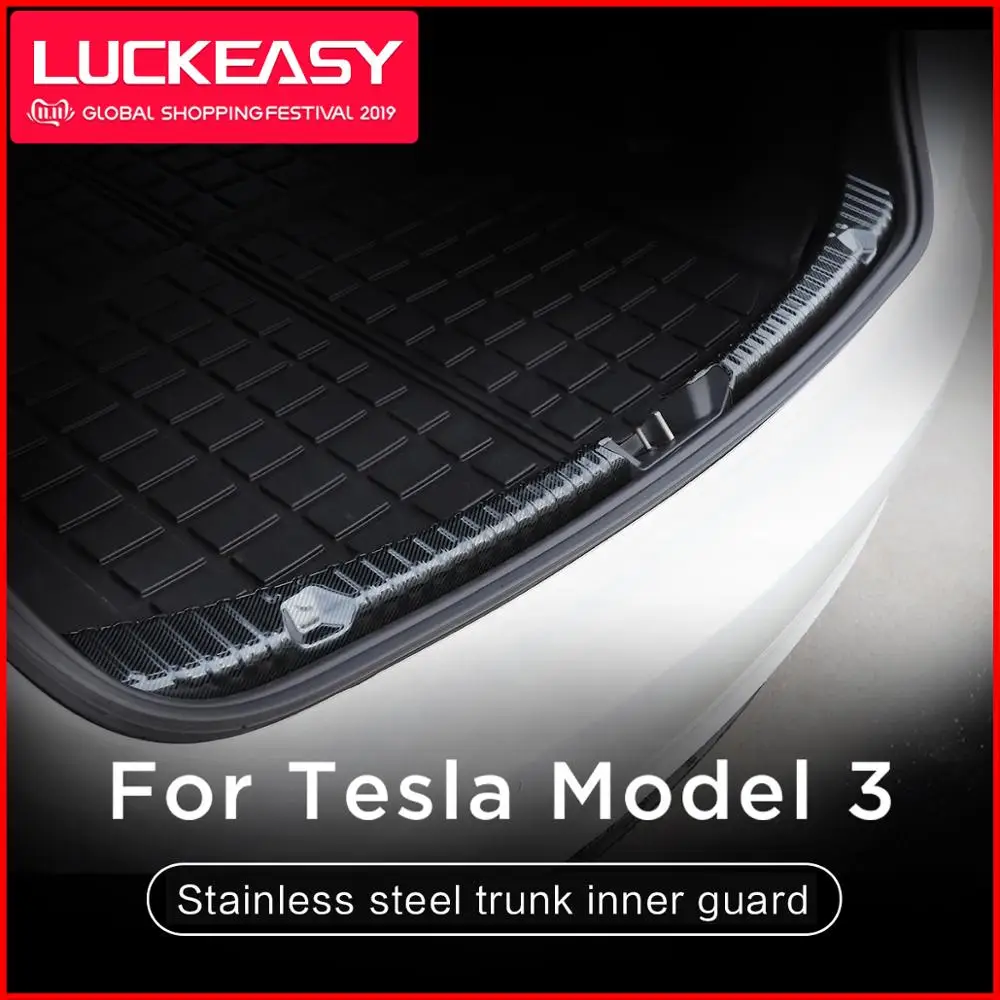 LUCKEASY внутренняя защита багажника из нержавеющей стали для Tesla Model 3 2017-2019 защитная