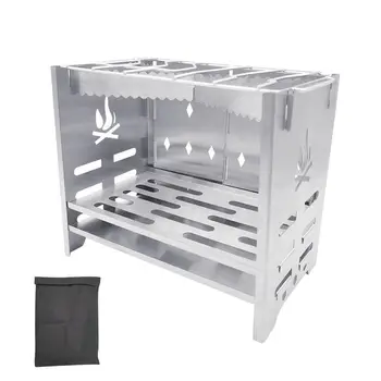 

Stainless Steel BBQ Stove Lightweight Folding Stove Outdoor Camping Charcoal Stove Picnic Cooking Burners Backpacking Furnace 4