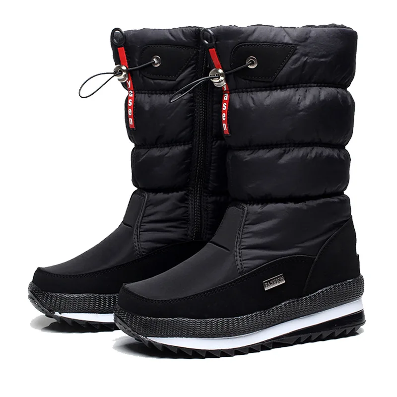 Botas de nieve impermeables para mujer, zapatos cálidos de felpa con  cremallera, 2022|Botas de nieve| - AliExpress