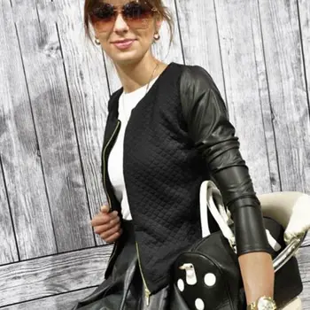 

Women Black White Colors Fashion New Slim Ladies Suit Coat Jacket Zipper Womens inter jackets and coats