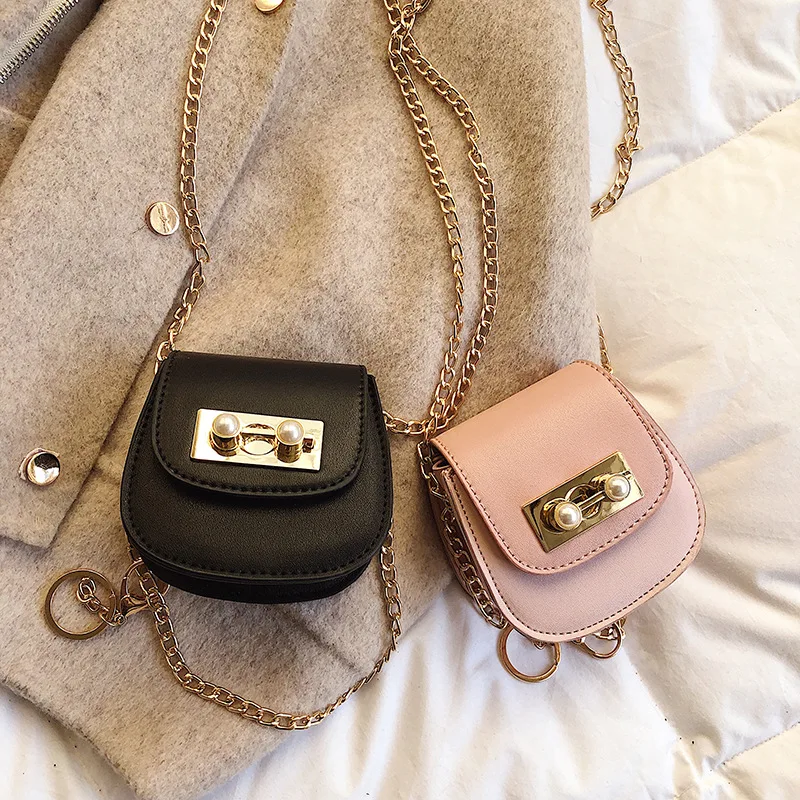 

Mini Small Bag Women's 2019 New Style Small CK Metal Chain Semi-precious Stone Ornaments Mini Purse Semicircle Saddle