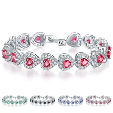 Модные браслеты и браслеты в форме сердца из красного циркона, серебра, меди, для женщин, очаровательные вечерние ювелирные изделия, элегантные женские подарки