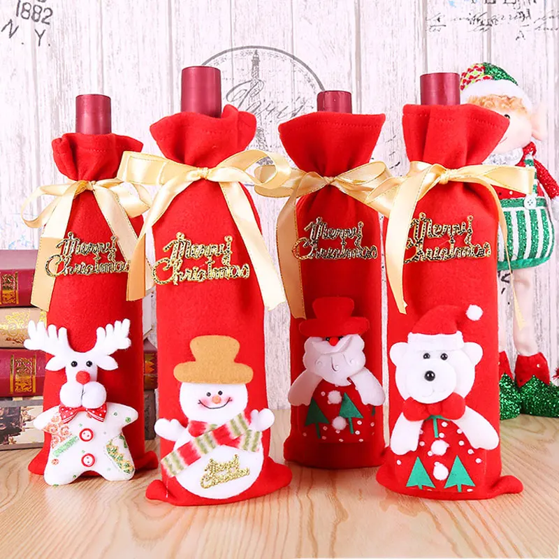 Новогодний 2021 2020 Рождественский Санта/Снеговик винная бутылка пылезащитный