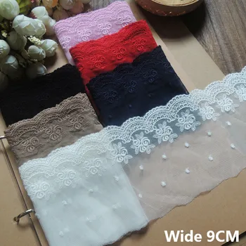 

9CM Wide Luxury Cotton Embroidered 3D Lace Collar Ribbon Handmade Lace Material Curtains Clothing Decorative Fringe Sewing Decor