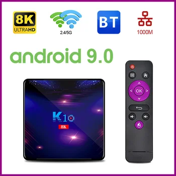 

K10 Set top Android 9.0 Bluetooth v4.1 2.4G/5G WIFI 1000M LAN Almogic S905X3 quad-core Smart tv 8K Media Player Smart tv Box k10