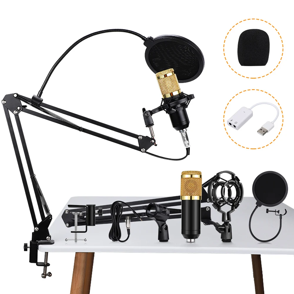 BM800 Microphone Kits Professional Mic Stand Studio Condenser Vocal Recording KTV Karaoke Microphone For Computer Studio Record 8