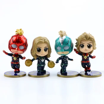 

4pcs/set 11cm Avengers Endgame Captain Marvel Figure Doll Set Q Version PVC American Movie Figures Toys for Children Gift