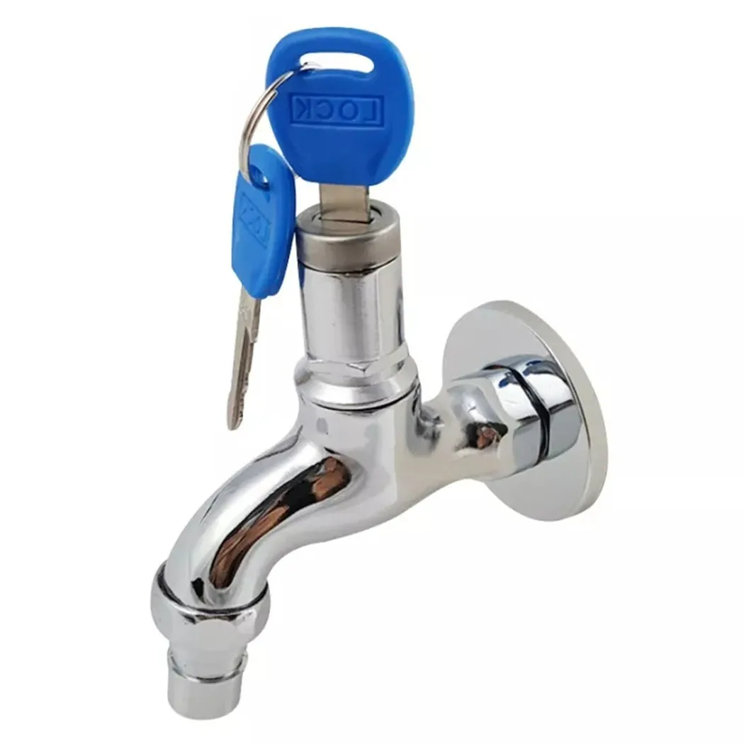 Anti-theft 1/2 Inch Thread Alloy Sink Tap With Key Lock Outdoor Faucet Lockable For Washing Machine Garden Watering Car Wash 1Pc sink tap lock