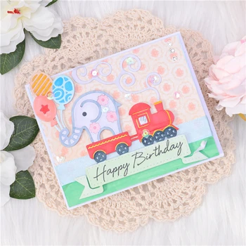 

Kokorosa Banner Dies Elephant on Train Metal Cutting Dies Stencils DIY Scrapbooking Decoration Embossing Handcraft Die Cut