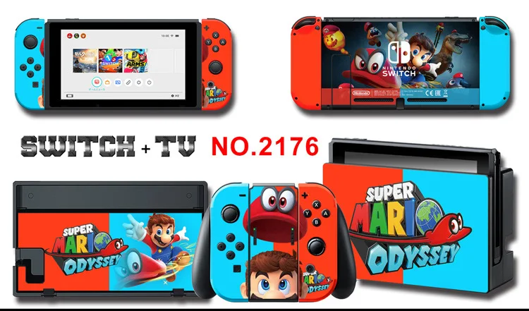 1set New Cute Anime Full Body Sticker for NS Switch Protective Cover Skin Colorful Art for Game Console Joy-Con Controller Decor