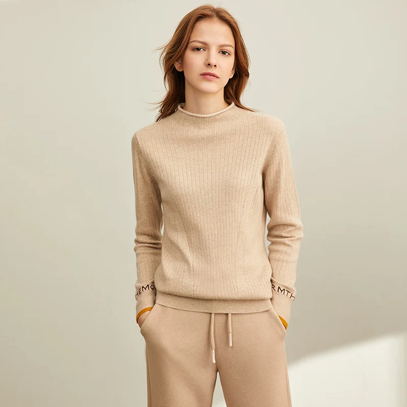 

Amii's minimalist, lazy, loose-edged sweater autumn and winter 2019 wears a half-high collar Pullover knitted sweater