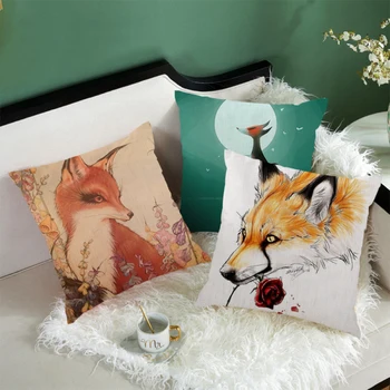 

Fuwatacchi Linen Animal Cushion Cover Arctic Fox Pattern Throw Pillow Covers for Couch/Car Home Decor Pillowcase 45x45cm