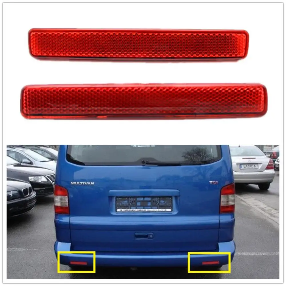 2Pcs Left & Right For VW Multivan T5 2003-2009 Red Rear Bumper Reflector Tail Light Bars Brake Parking Warning