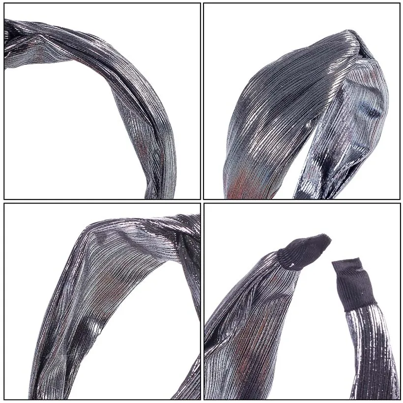 LEVAO Vintage Cloth Shiny Headband Cross Hairbands Black Bezel Turban Women Girls Hair Accessories Hair Hoop Headwear Fashion