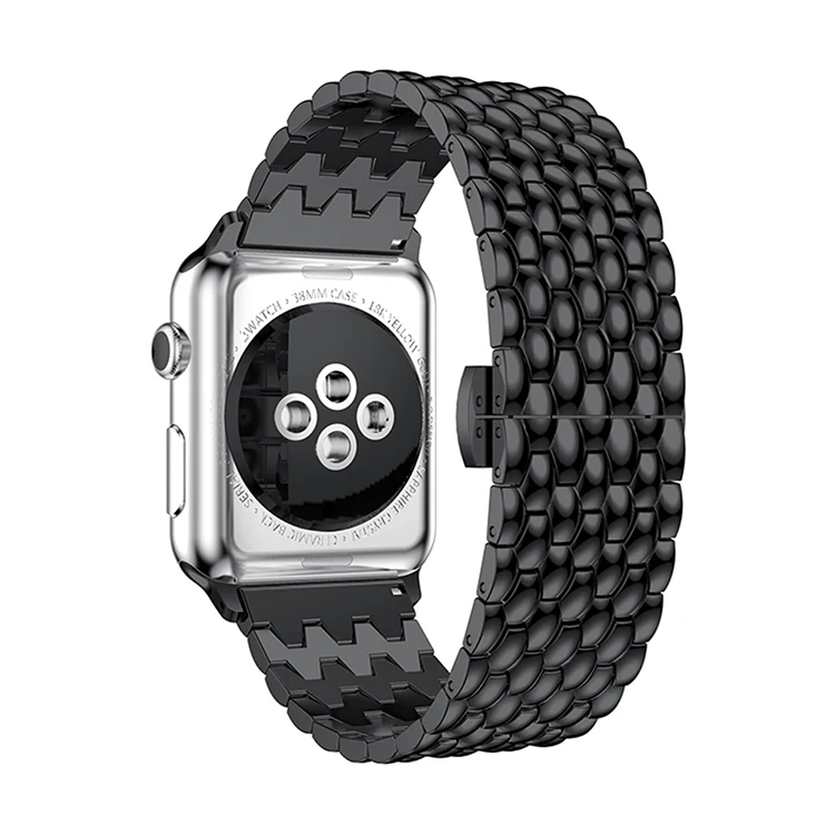 Сменный ремешок из нержавеющей стали для Apple Watch, ремешок 40 мм, 44 мм, серия 5, 4 звенья, браслет для Apple Watch, ремешок 38 мм, 42 мм - Цвет ремешка: black