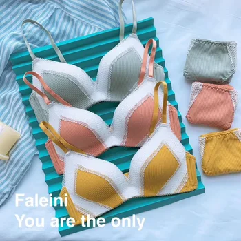 

Candy Sexy Lace Stitching Color Non-Steel Ring Underwear Thin GIRL'S Small Bust Gathering Adjustable Bra