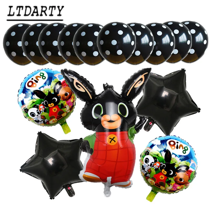 15pcs as picture 15 шт. 86*60 см Bing Банни фольгированные шары мультфильм кролик Воздушные шары 12 дюймов красный черный горошек латексные шары День рождения Декор поставки T - Цвет: 15pcs as picture