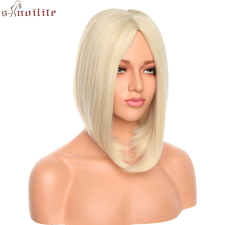 SNOILITE 12 ''Короткий прямой парик Боб натуральный синтетический средней части