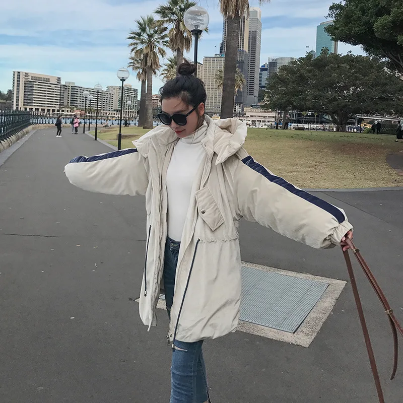 

Down Jacket Cotton-padded Clothes Women's Mid-length 2019 New Style Korean-style Winter Students Loose-Fit BF Thick Gold Velvet