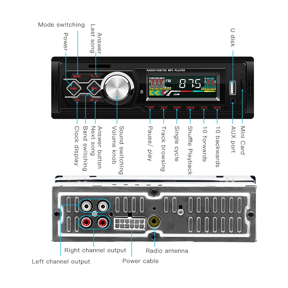 Автомагнитола Bluetooth Handsfree lcd сабвуфер автомобильный аудио USB/SD/AUX/мини карта четыре канала пульт дистанционного управления Автомобильный плеер горячая распродажа
