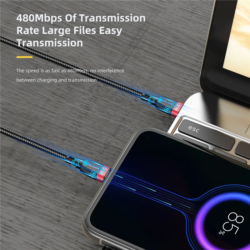 USB кабель USLION PD 100 Вт для быстрой зарядки 2 м Type C Xiaomi Samsung S9 быстрая зарядка 4 0 MacBook Pro