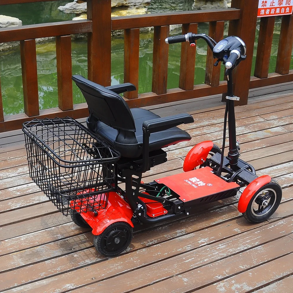 250w 4 wheels dual motor high quality portable mobility folding electric wheelchair scooter for adult