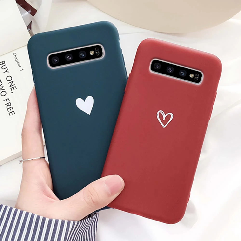 LAPOPNUT Cute Matter Love Heart Pattern Ultra Slim Couple Case for Samsung Galaxy S9 S10 S8 Plus S7 Edge Note8 Note9 TPU Cover |