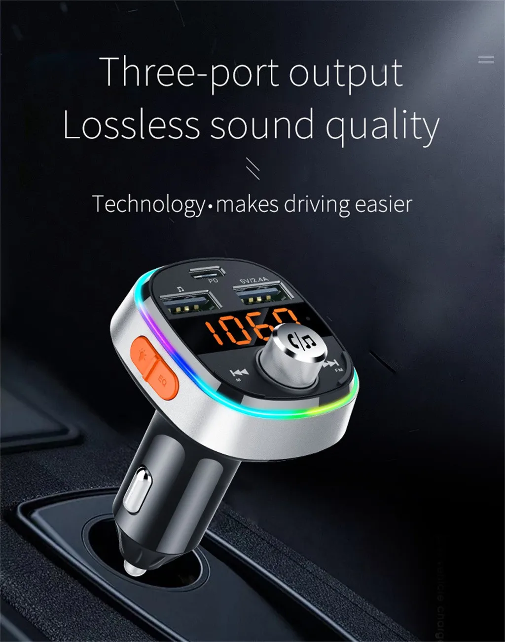 FM Трансмиссия автомобильный комплект Bluetooth 5,0 fm-передатчик модулятор USB музыкальный MP3-плеер Автомобильное зарядное устройство USB