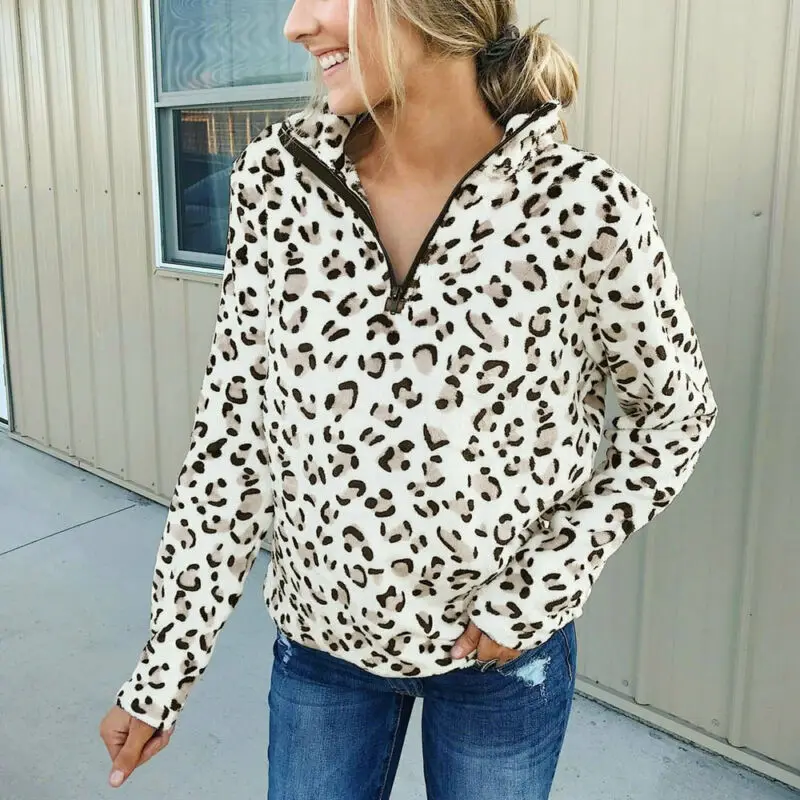 

2019 New Autumn Vintage Women's Hoodie Sweatshirt Leopard Hoody Long Sleeve Pullover Jumper Casual Tops
