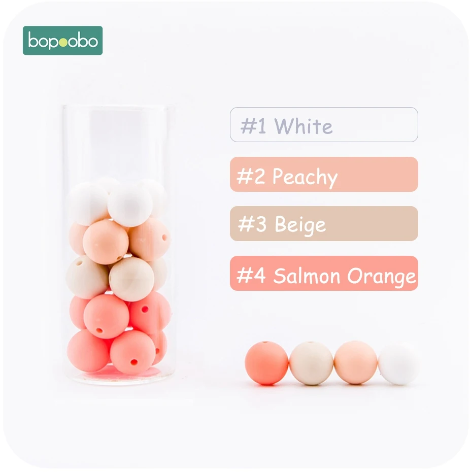 Peachy Series Bopobo 100 шт силиконовые бусины 12 мм пищевого качества Силиконовые Прорезыватели Детские обучающие игрушки безопасные и натуральные силиконовые бусины экологичные - Цвет: Peachy Series