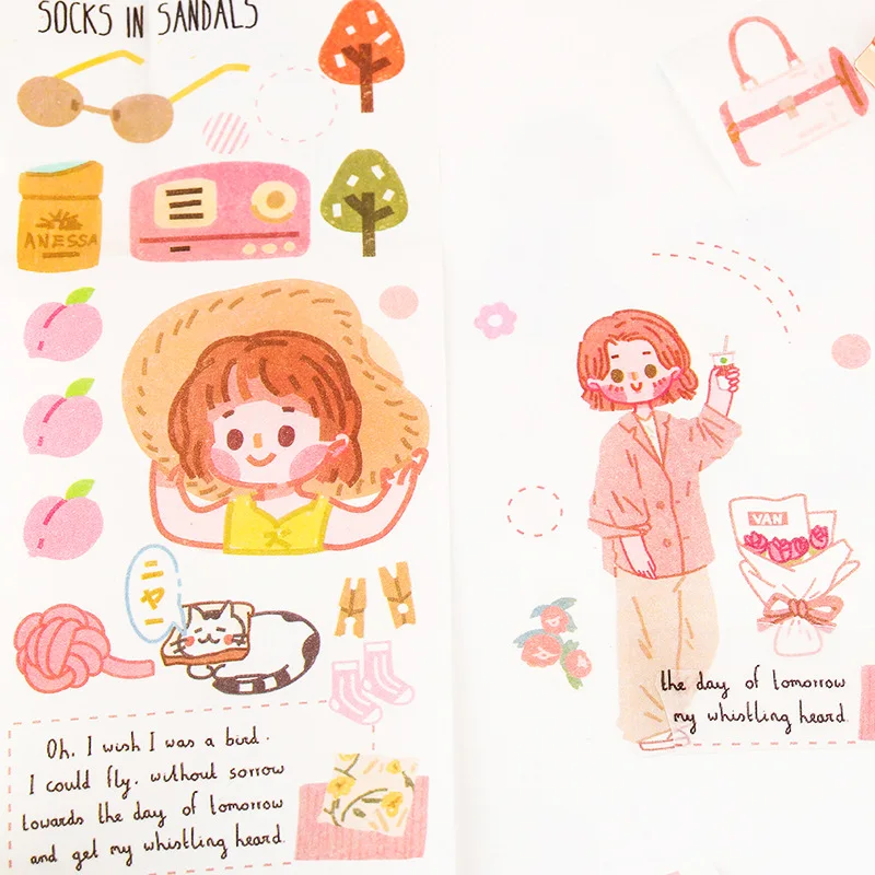 Mohamm Cute Salt Little Person Diary Kawaii Washi Masking Tape Paper Scrapbooking Stationery Decorative Tape