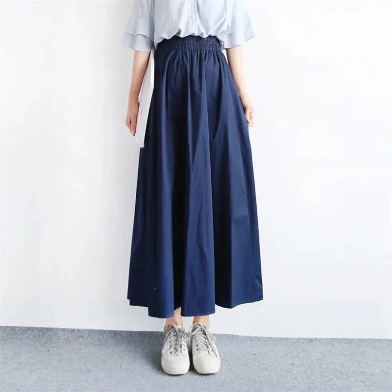 

Japan Style Women Autumn Cotton Linen Long Skirts All Match Office Black Maxi Skirts Solid 11 Color Party Skirts Plus Size M-7XL