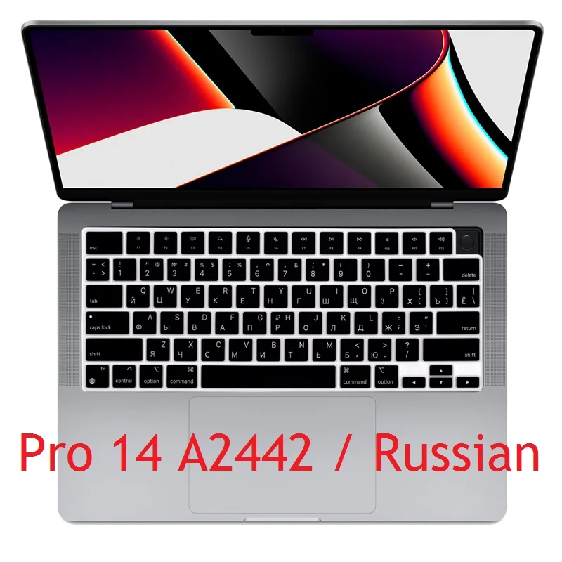 

Russian Laptop Cover for Macbook Pro 14 2021 M1 A2442 Russian US EU Keyboard Cover Silicon For Macbook Pro 14 A2442 Laptop Skin