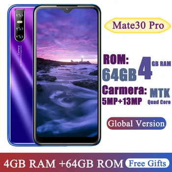 

Smartphone Mate30 Pro 13MP Carmera 4GB RAM 64GB ROM Global Version Mtk6580 quad core 6.26inch HD Screen mobile phone face unlock