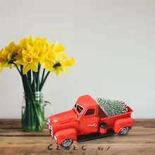 Vintage Navidad rojo camión de Metal con ruedas de mesa decoración niños regalo juguete новогодние украшения adornos navideños para el hogar