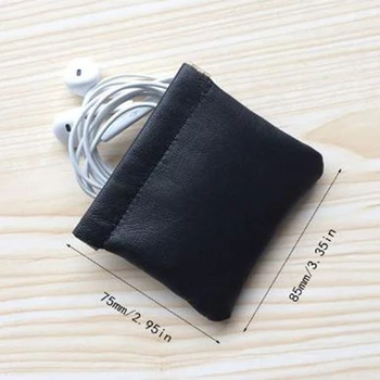 

Genuine Leather Headset Storage Bag Portable Earphone Pouch Carrying Case