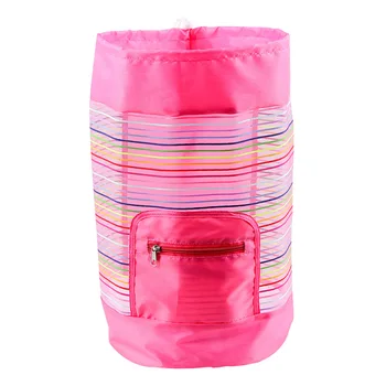 

Picnic Tote Portable Lightweight Swimming Striped Children Large Oxford Cloth Backpack Organizer Toy Storage Beach Bag Foldable