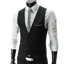40%HOTFashion Men Solid Color V Neck Sleeveless Button Pocket Blazer Suit Waistcoat