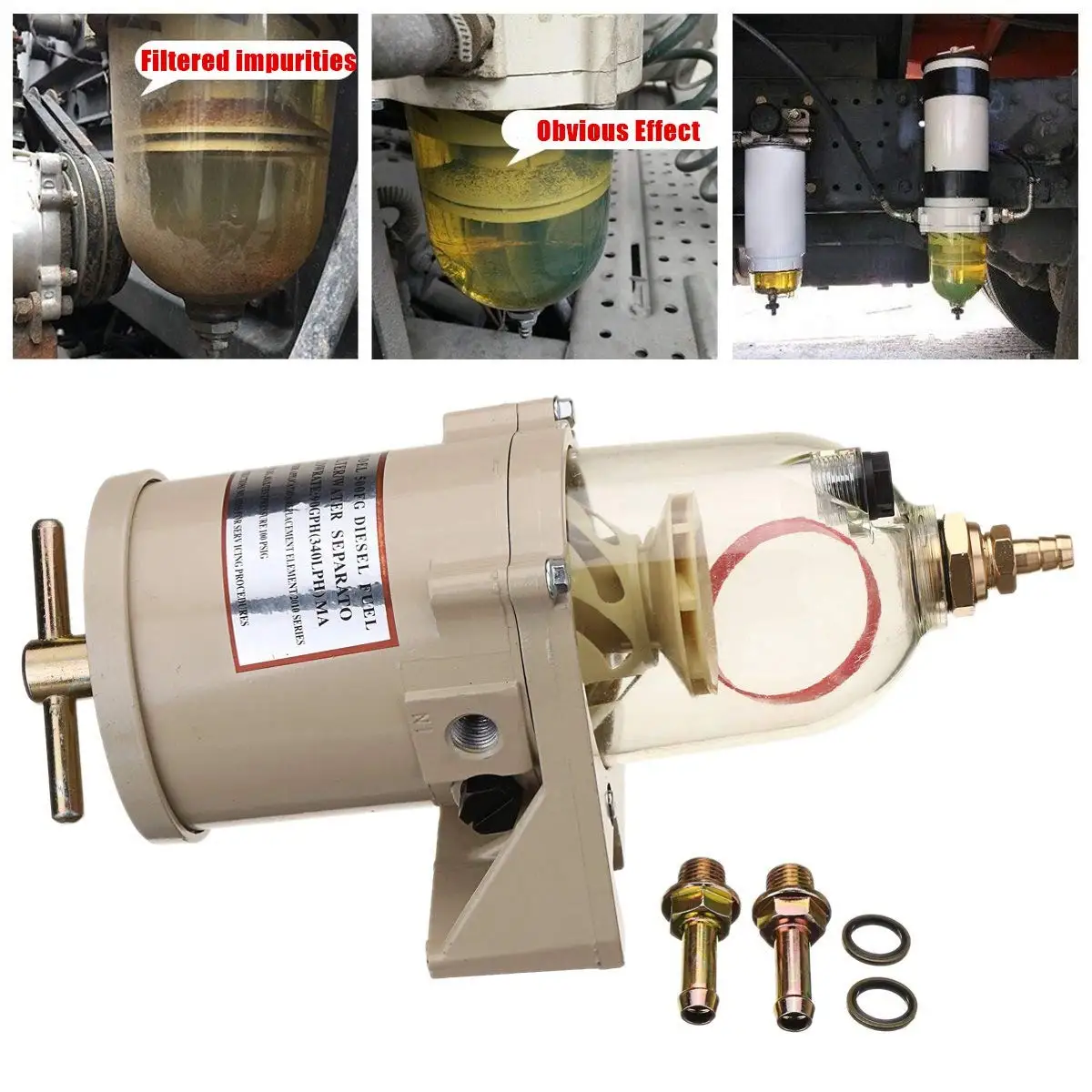 500FG 500FH Fuel Filter Marine Engine Fuel Diesel Filter Oil/Water Separator for Car Boat