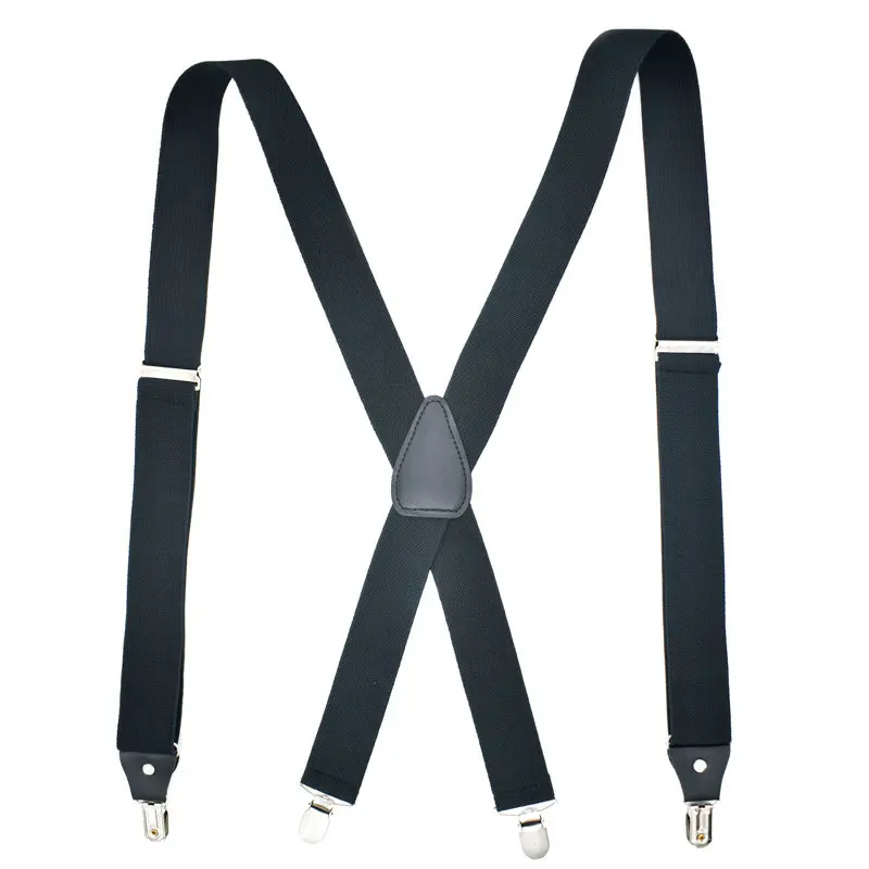 3.5cm Suspenders 4 зажима для мужчин и женщин, рубашка для отдыха 3,5 см, брюки для брюк, зажим на спине, подтяжки из искусственной кожи, эластичный сплав, металлическая головка, регулируемые подтяжки - Цвет: 3.5cm Suspenders