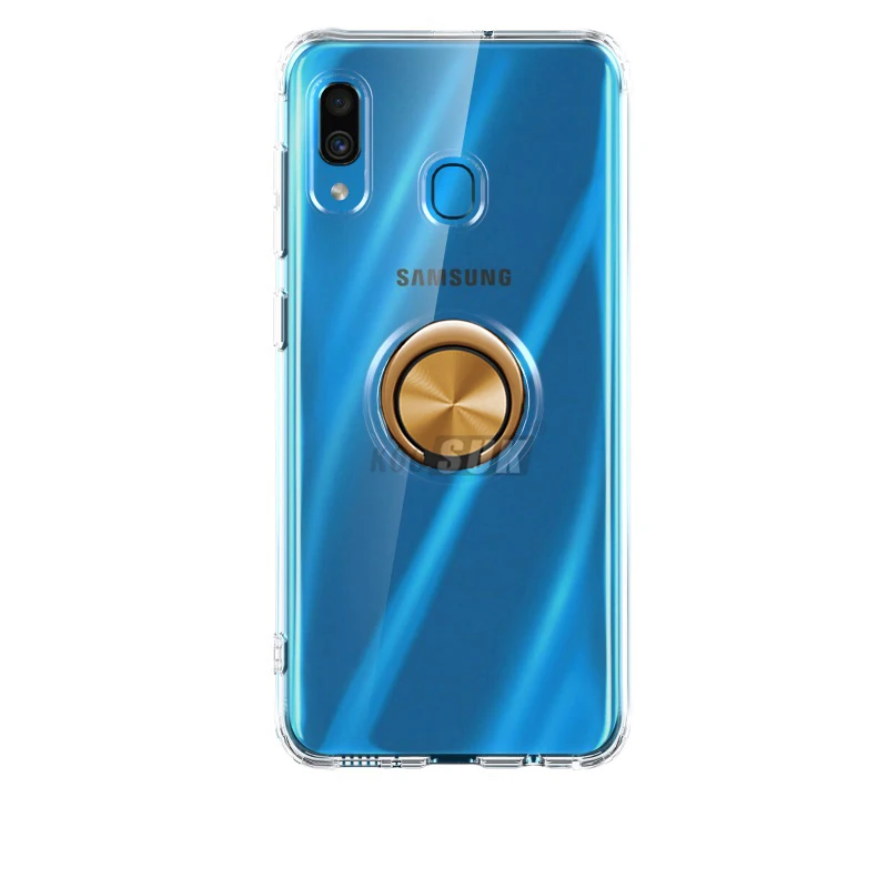 A40 прозрачный мягкий силиконовый чехол для samsung Galaxy A40 чехол держатель для кольца на палец подставка задняя крышка оболочка Прозрачный чехол для телефона