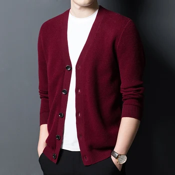 

2020 new winter sweater men's cardigan V-neck thickened long sleeve sweaters 833